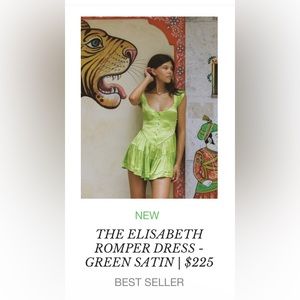 NWT Vanessa Mooney Elisabeth Romper in Satin Green